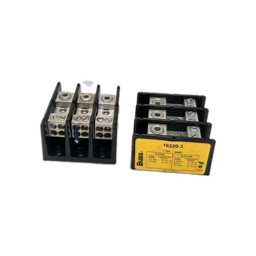 2 Eaton Bussman 16220-3 Power Distribution Block 3 Pole 175A 600V